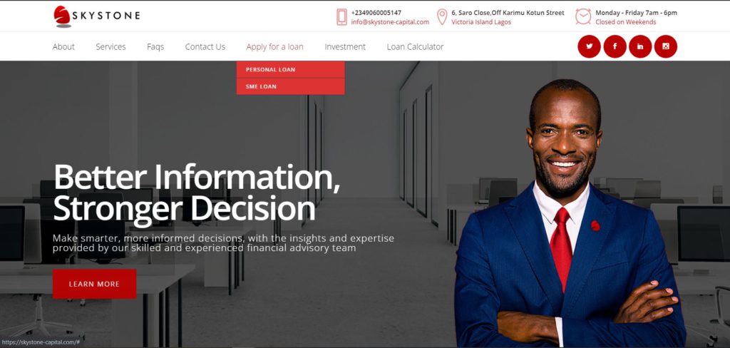 Skystone Capital loan and investment company in Lagos Nigeria